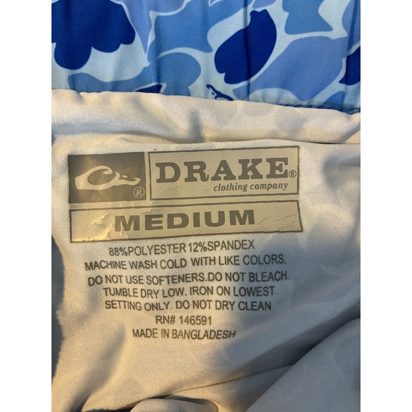 Drake Clothing Waterfowl Hybrid Shorts Swim Trunks Drawstring Beach Blue-M - Picture 3 of 4